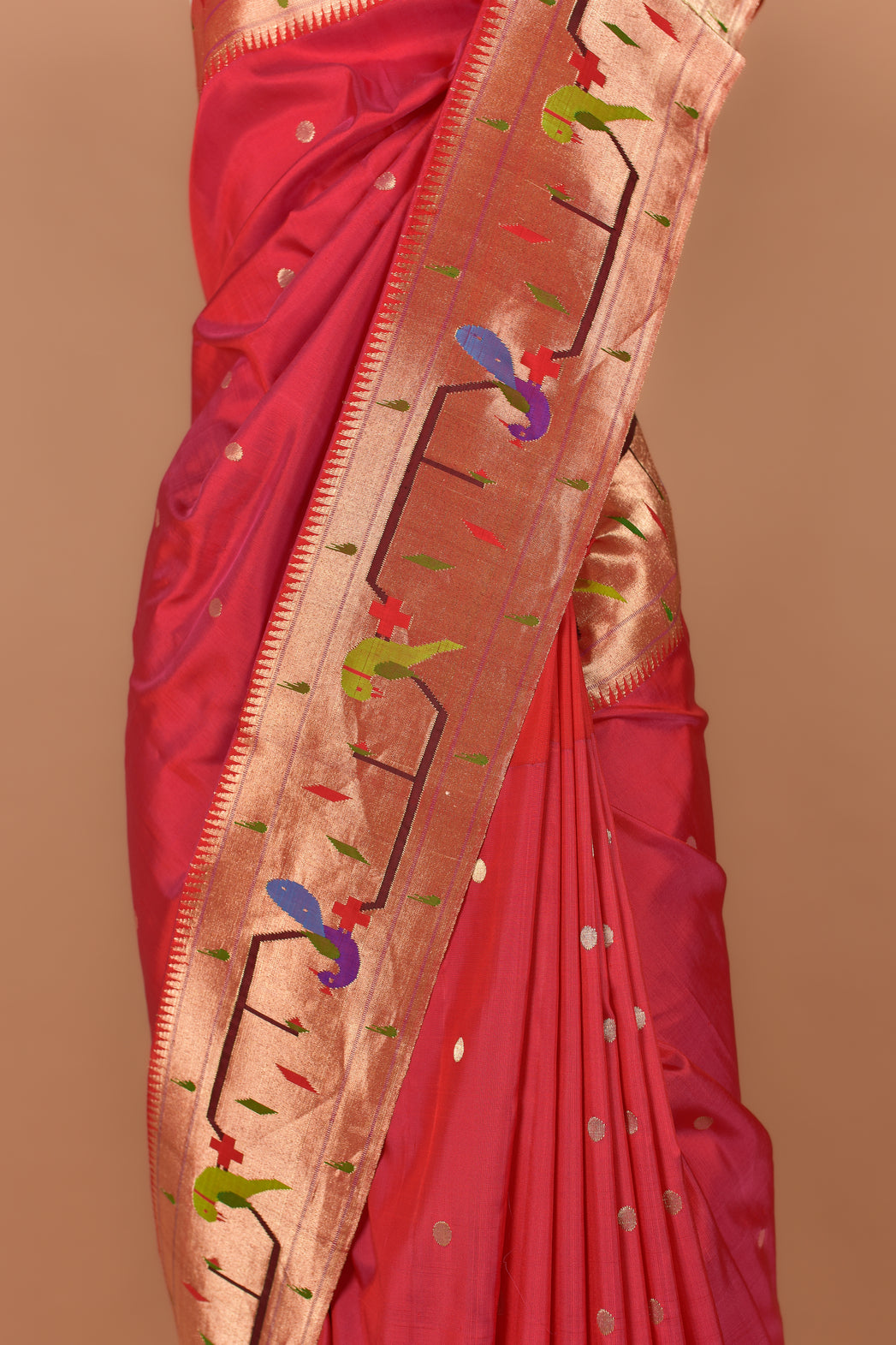 Red Mor Popat Paithani